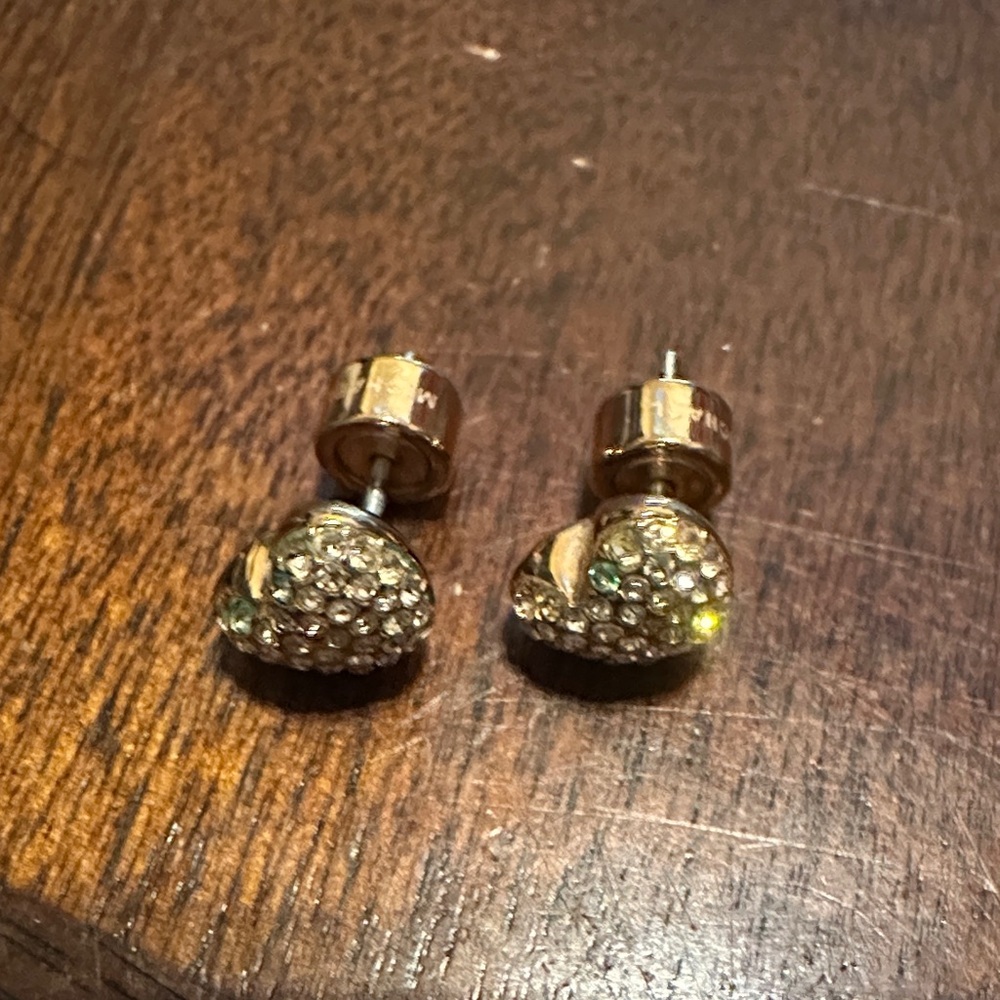 Michael Kors Gold Heart Earrings with Sparkling Accents